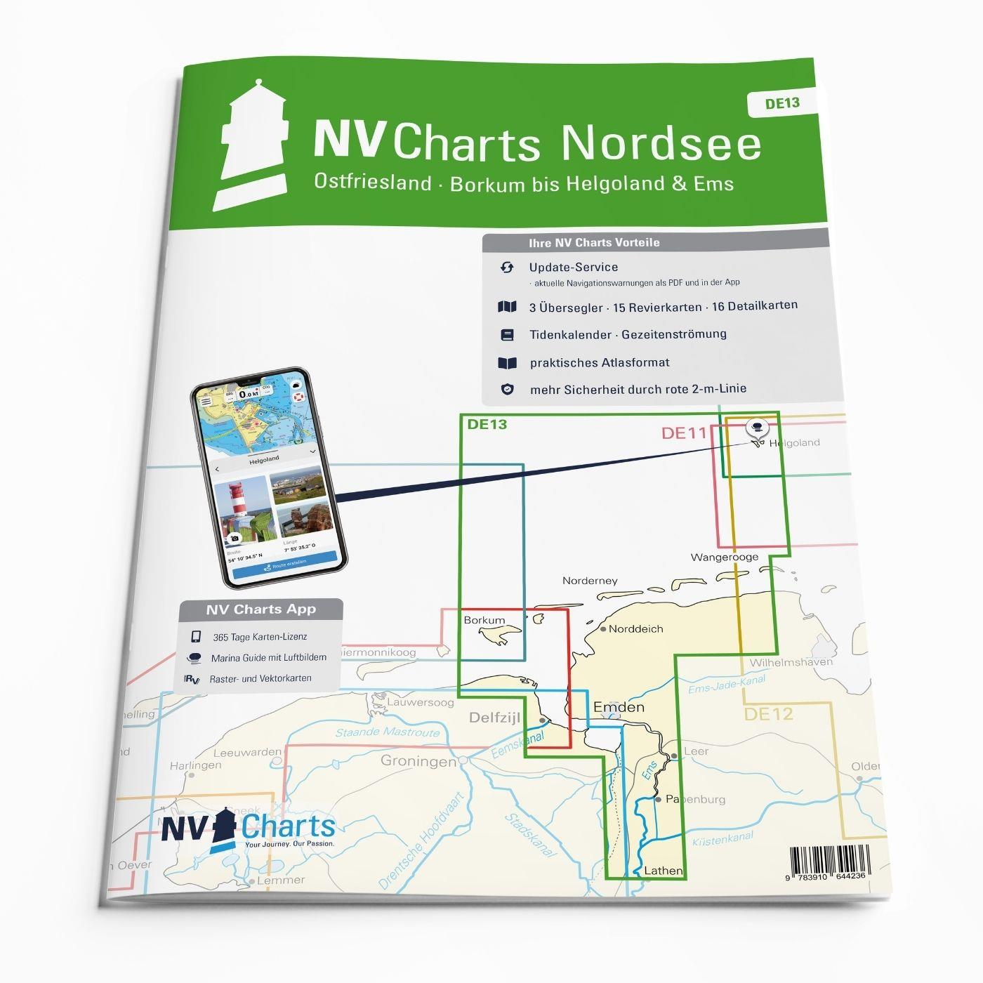 NV Charts Nordsee DE13 - Ostfriesland, Borkum bis Helgoland & Ems