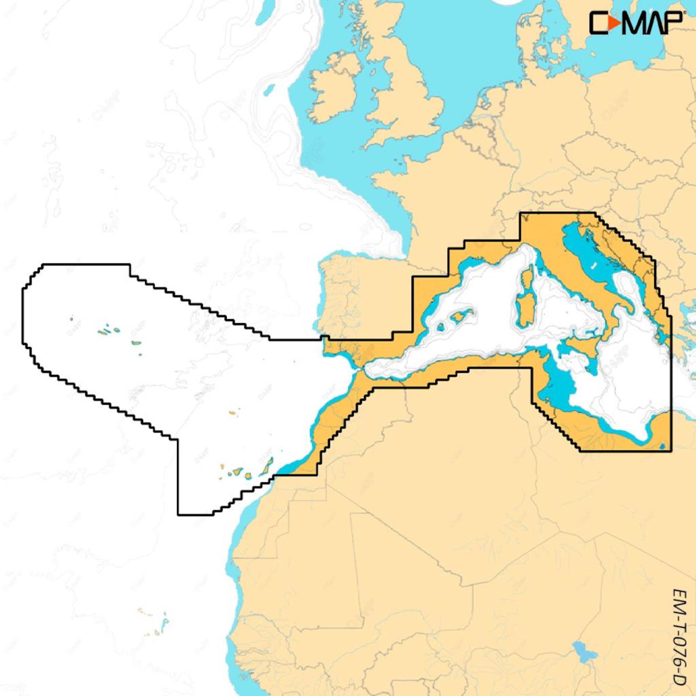 C-MAP Discover X Méditerranée (Gibraltar-Korfu, Azores et Canaries) EM-T-076