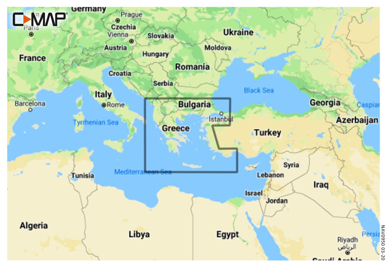 C-MAP Discover Mer Égée, Grèce, Turquie. Côtes, de la Crète à Istanbul EM-Y204