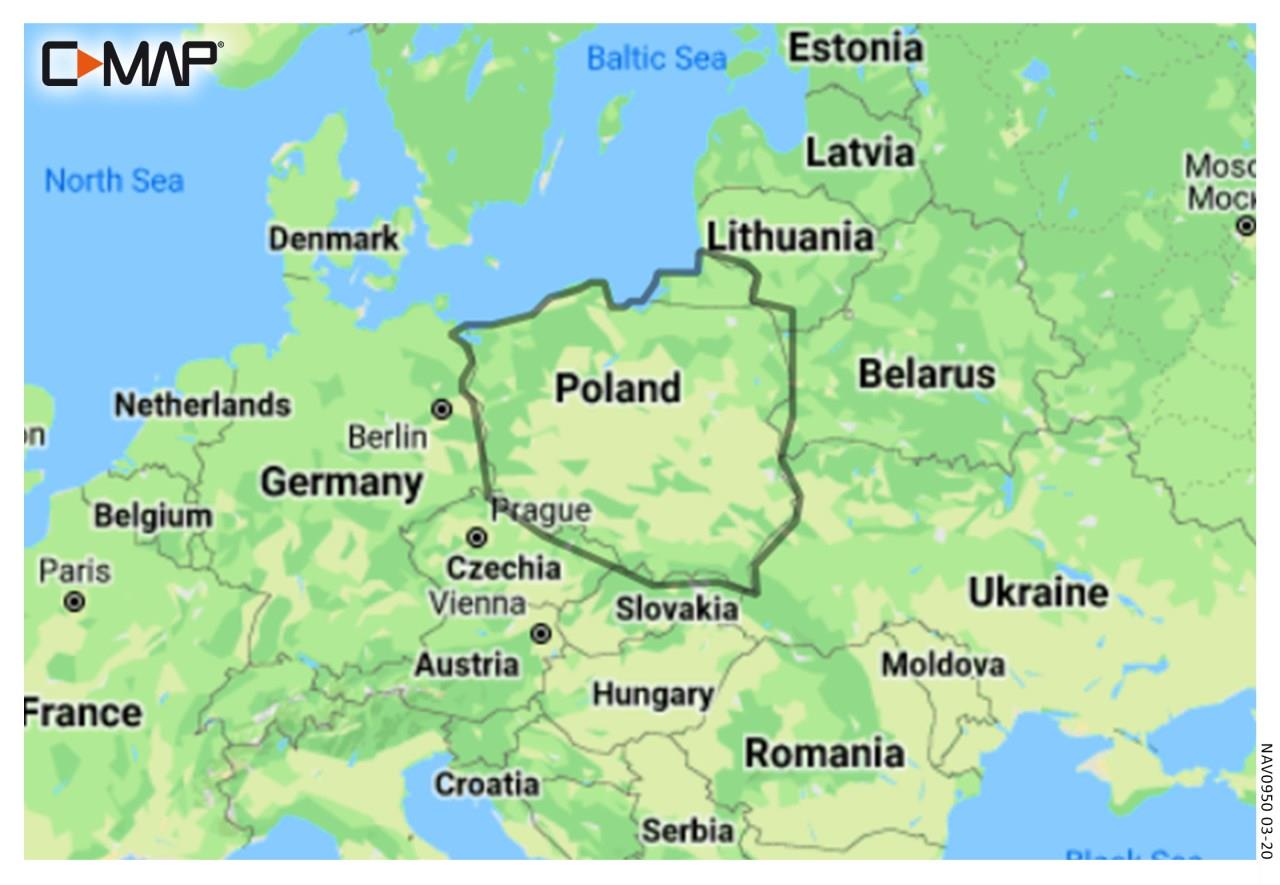 C-MAP Discover Pologne - Eaux intérieures et côtes de la mer Baltique EN-Y214