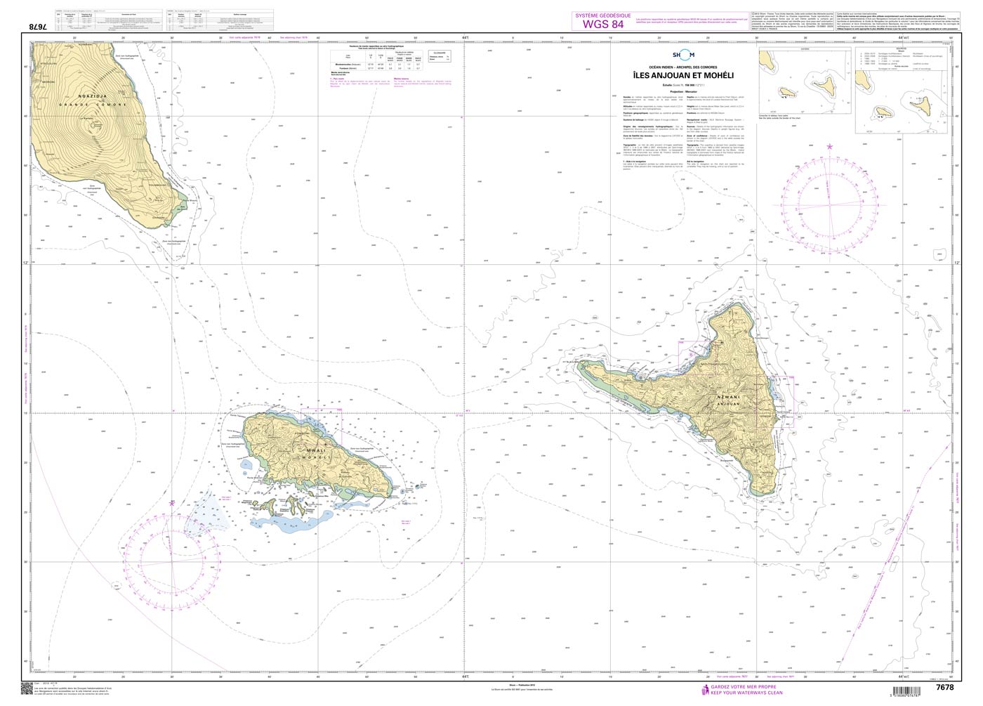 Shom 7678 - Îles Anjouan et Mohéli