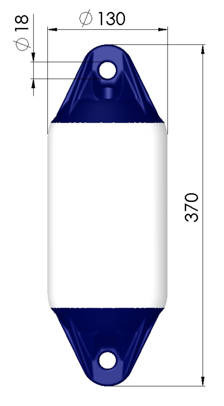 Polyform F01-S - Pare-battage long en blanc/bleu