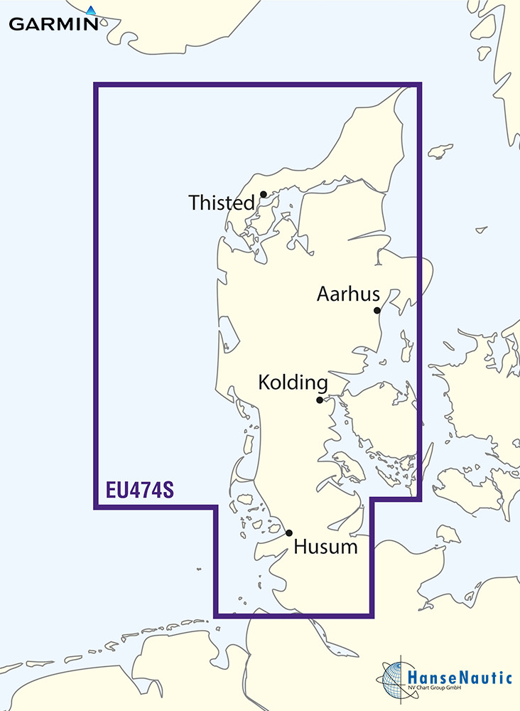 BlueChart Jutland (Danemark) Côte de la mer du Nord Elbe-Skagen Côte de la mer Baltique Kiel-Fredrikshavn g3 Vision VEU474S
