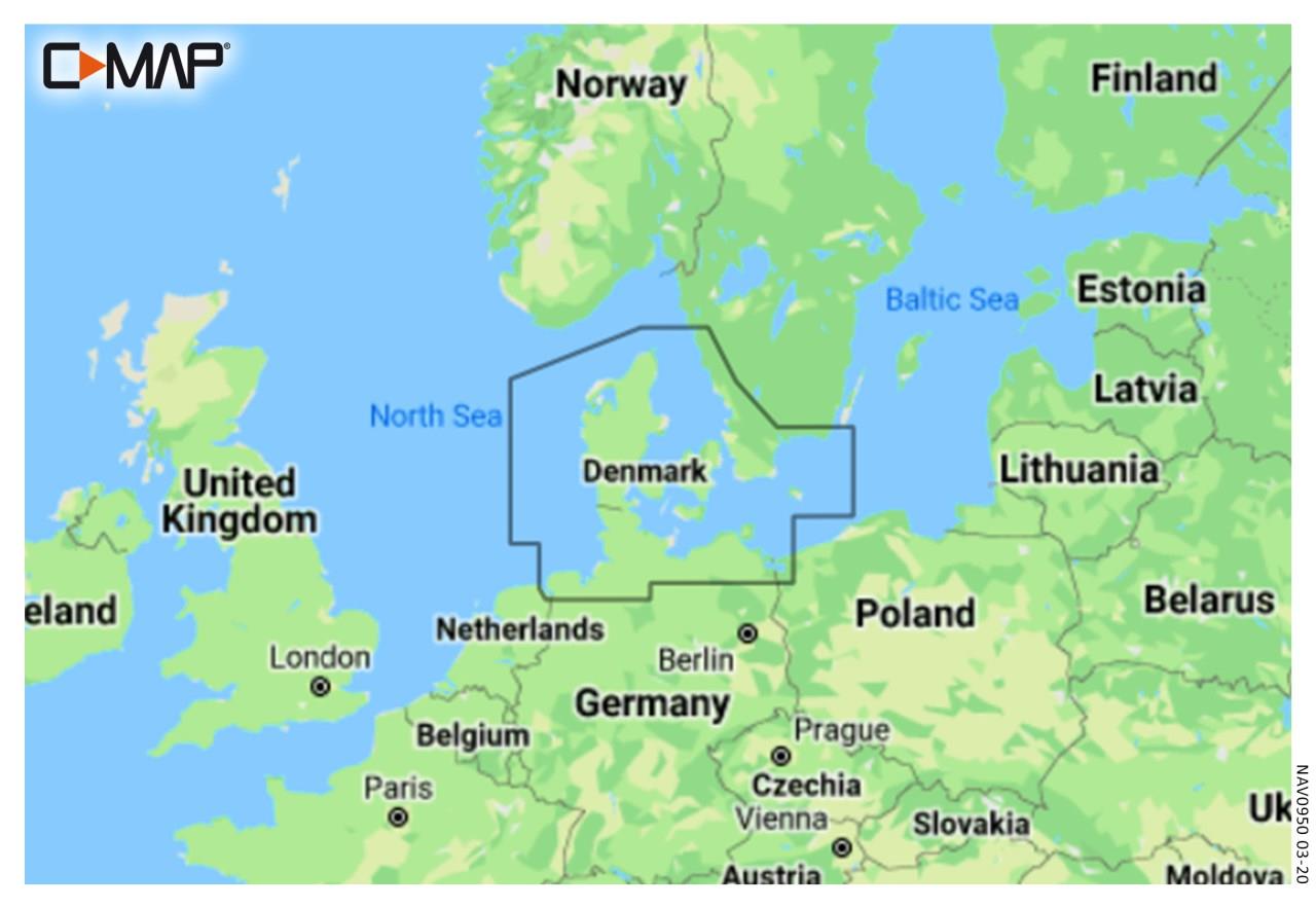 C-MAP Discover Danemark & côtes allemandes de la mer Baltique et de la mer du Nord (Karlskrona-Emden) EN-Y205