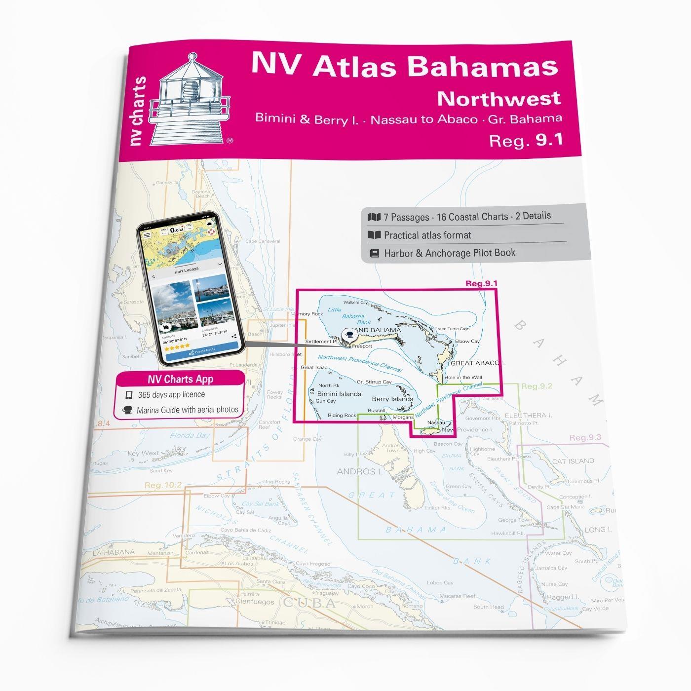 NV Charts Bahamas 9.1 - Bahamas North West, Bimini & Berry Islands, Nassau to Abaco, Grand Bahama