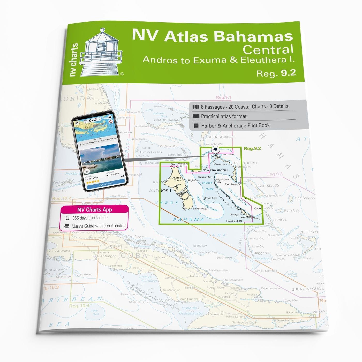NV Charts Bahamas 9.2 - Central, Andros to Exumas & Eleuthera Islands