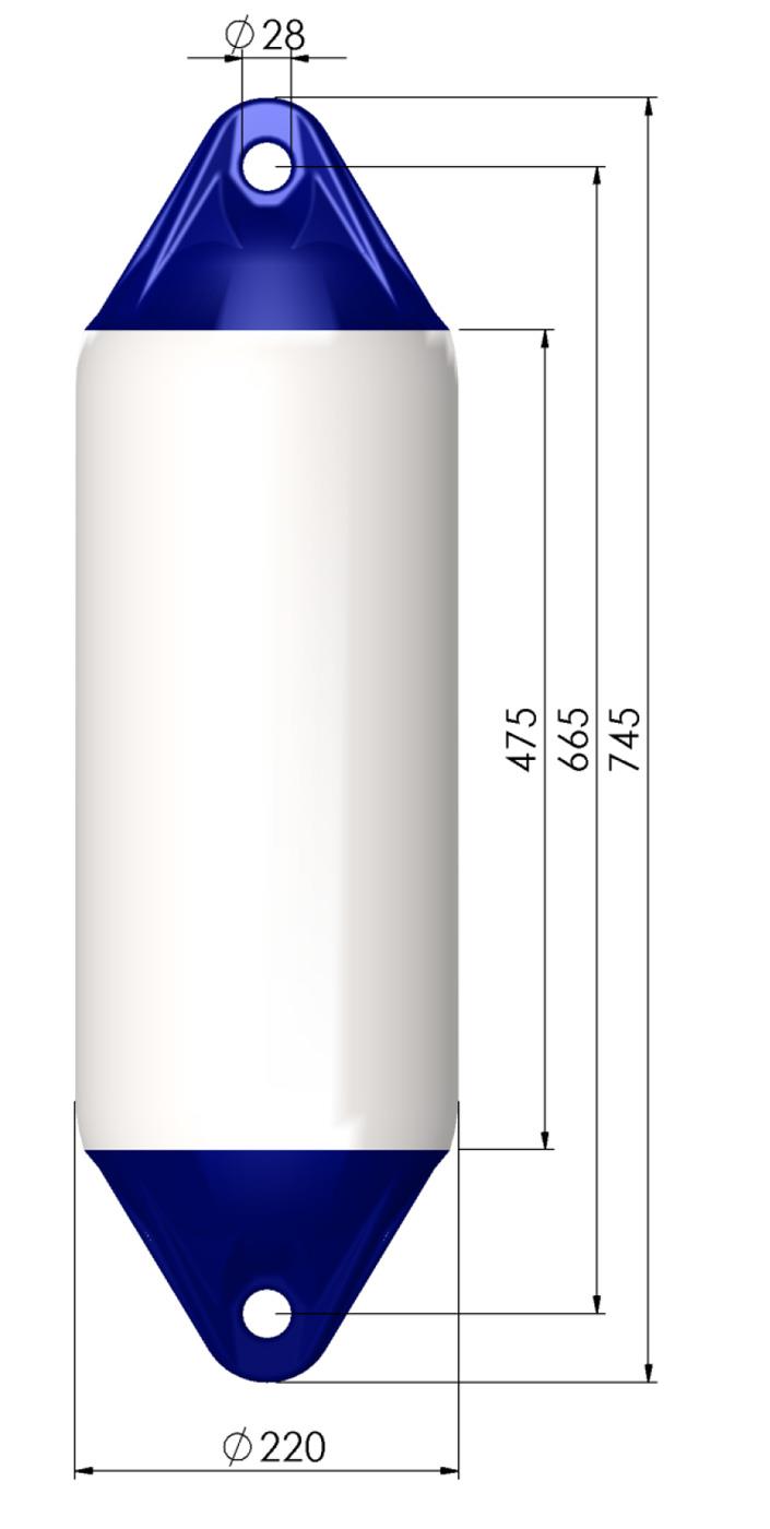 Polyform F3 - Pare-battage long en blanc/bleu