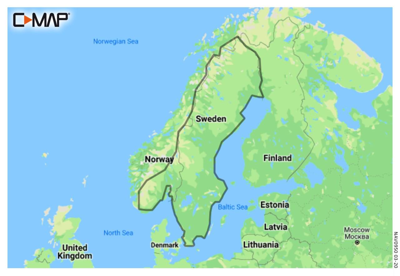 C-MAP Discover Scandinavie, Suède Eaux intérieures EN-Y210